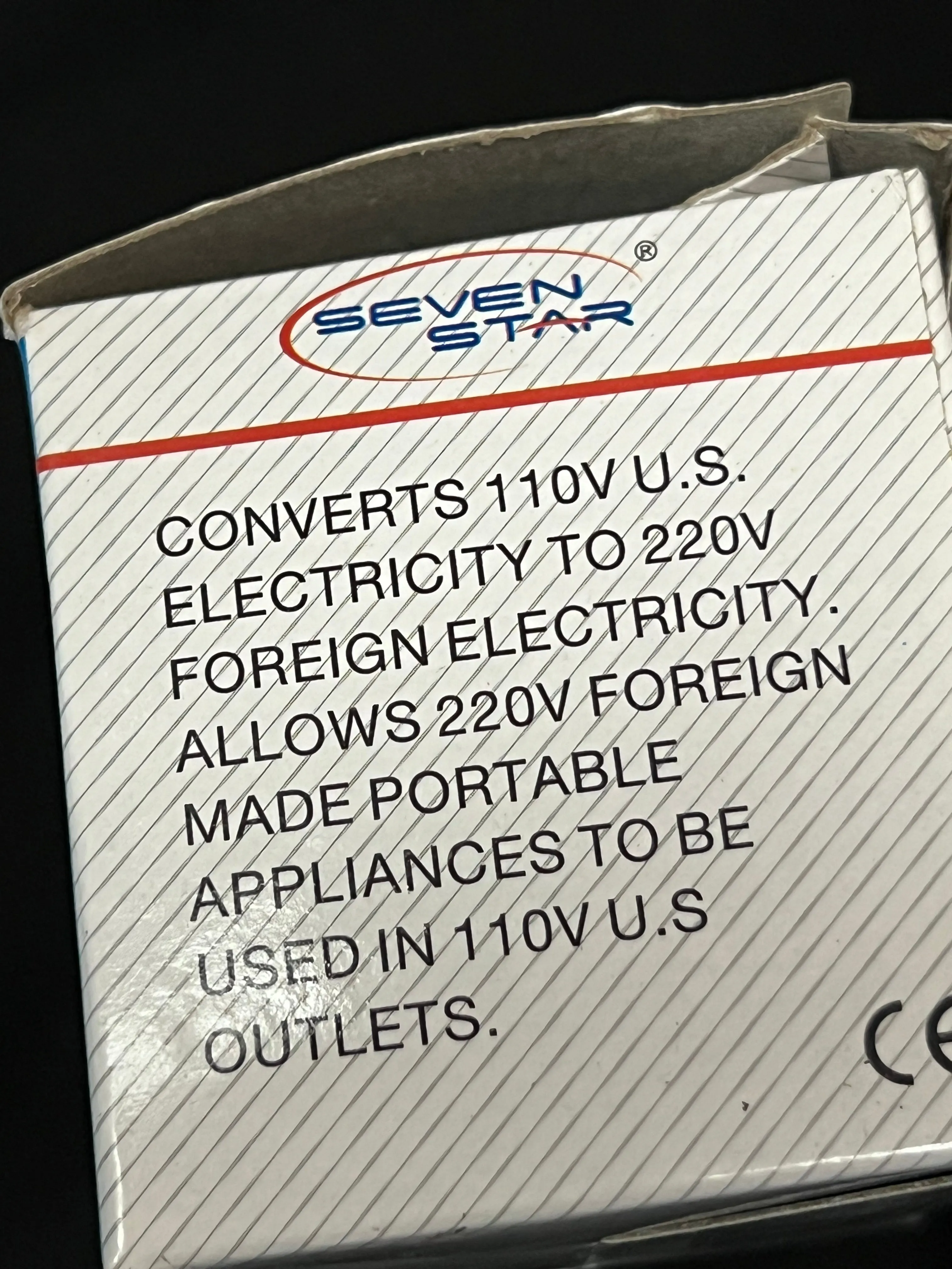 110 Volts to 220 Volts Converter or Adapter - Brand: "Seven Star"