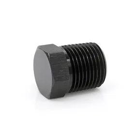 1/2" Male NPT Hex Plug, 6061 Aluminum, Black Hard Anodized