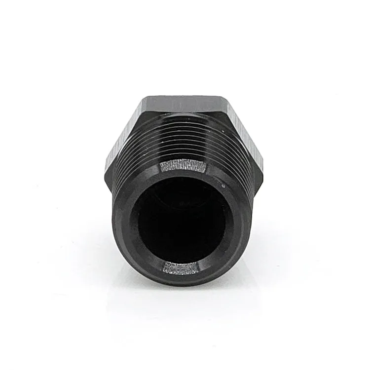 1/2" Male NPT Hex Plug, 6061 Aluminum, Black Hard Anodized