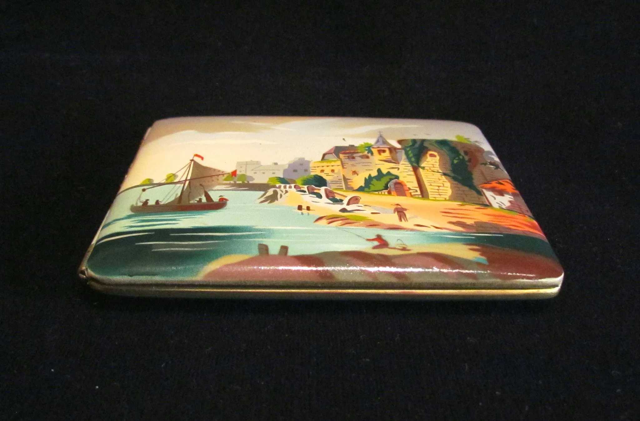 1930s German Enamel Cigarette Case Cigarette Holder Set Boxed