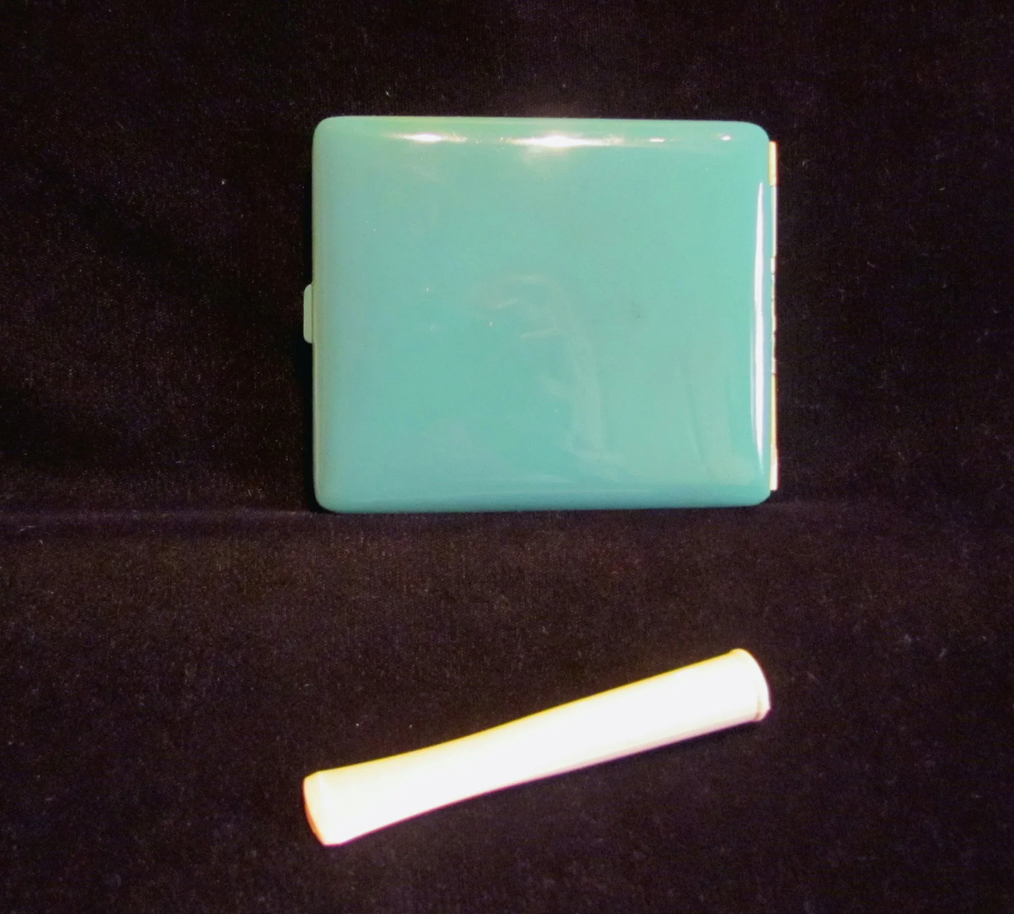 1930s German Enamel Cigarette Case Cigarette Holder Set Boxed