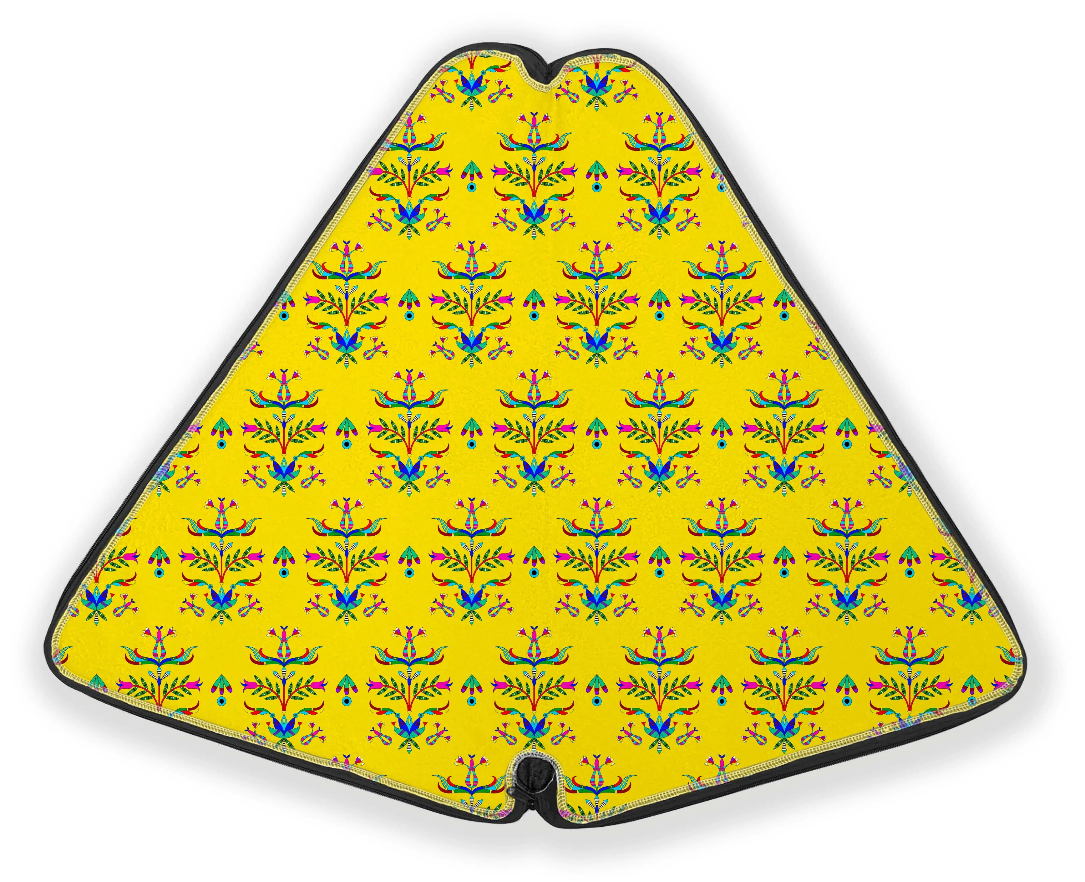 27 Inch Fan Case - Dakota Damask Yellow