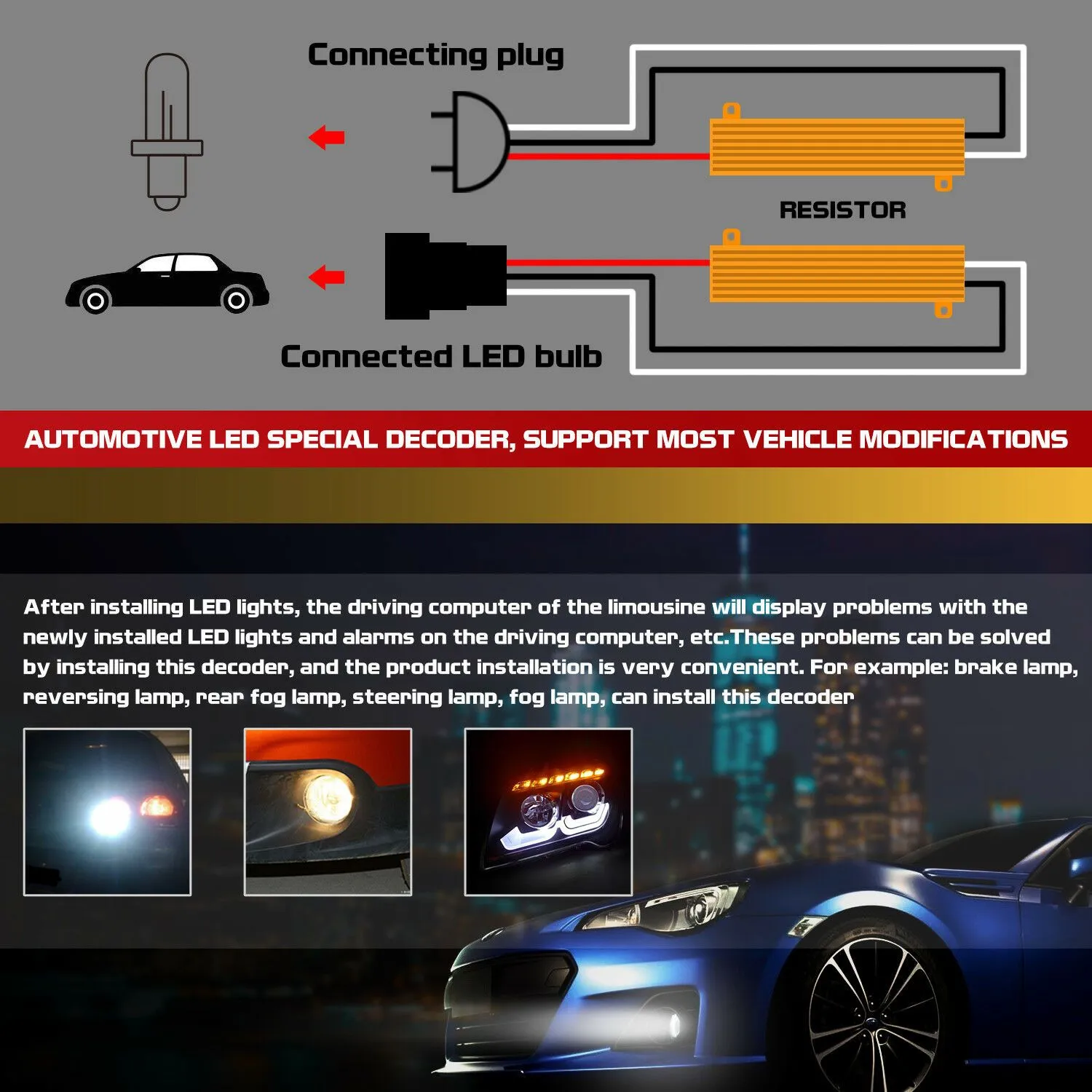 2x1156 LED 50W 6ohm Load Resistor Adapter Anti Hyper Flashing Error Canceler