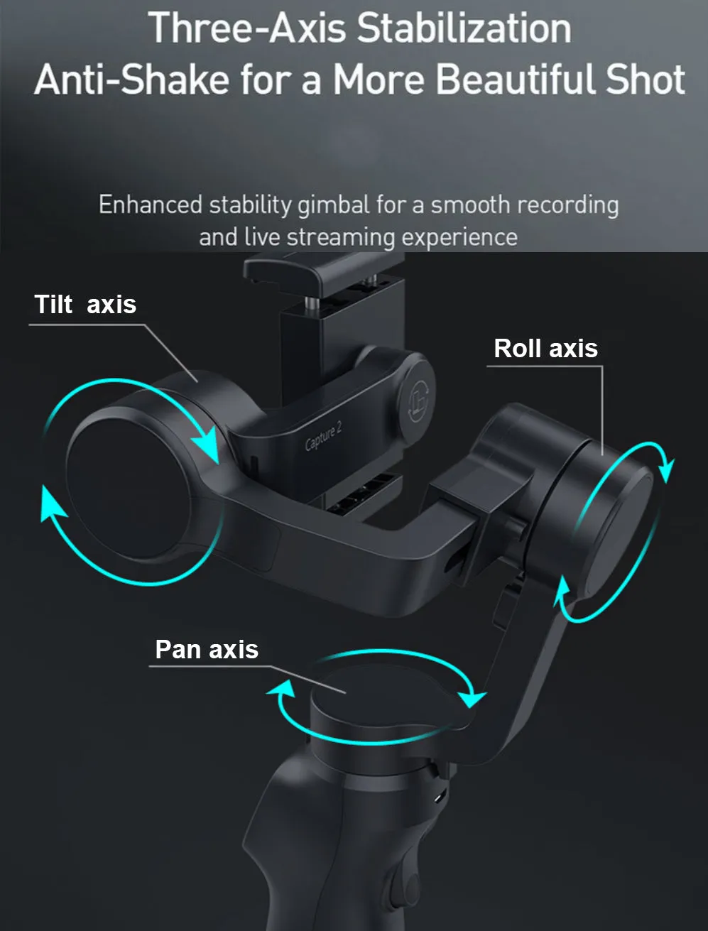 3-Axis Smartphone Gimbal Handheld Stabilizer Vlog Youtuber Smart Face tracking - #MOBIL-31100