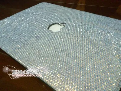 4mm Customized MACBOOK Case / Cover in OPAL WHITE Crystals (Air/Pro/Retina)  Add Name or Words