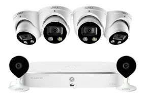 8-Channel NVR Fusion System with Four Smart Deterrence IP Dome Security Cameras and Two Indoor Wi-Fi Cameras