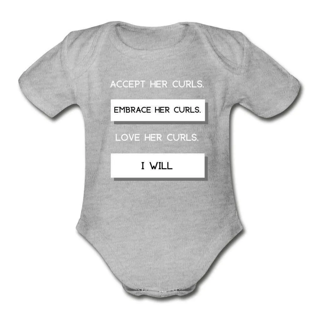 Accept Her Curls Organic Boy Onesie (White Print)