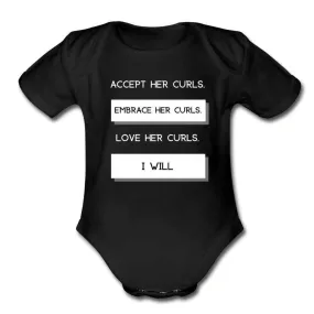 Accept Her Curls Organic Boy Onesie (White Print)