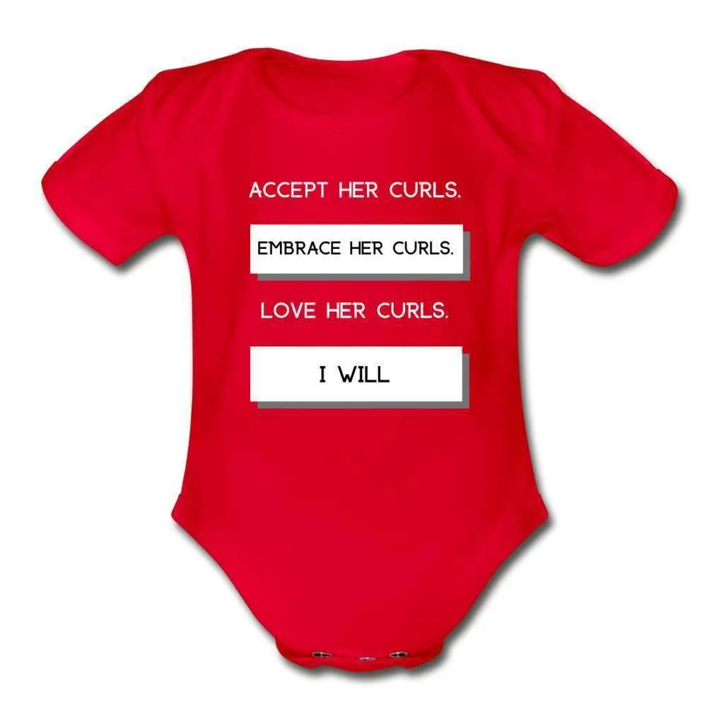 Accept Her Curls Organic Boy Onesie (White Print)