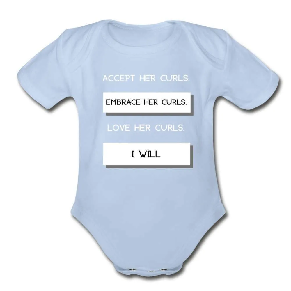 Accept Her Curls Organic Boy Onesie (White Print)