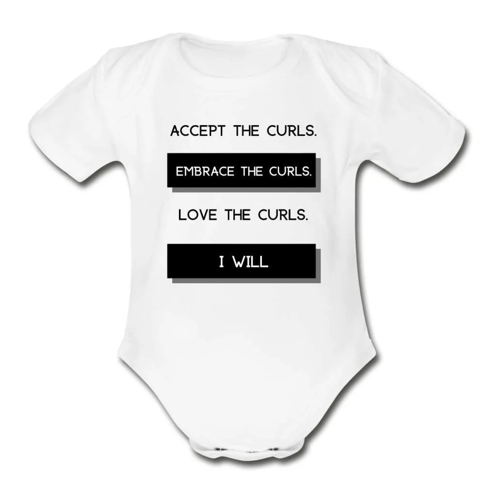 Accept The Curls Organic Girl Onesie (Black Print)