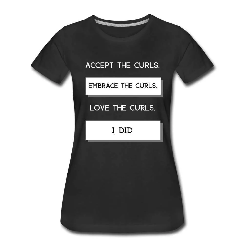 Accept The Curls Youth/Women T-Shirt (White Print)