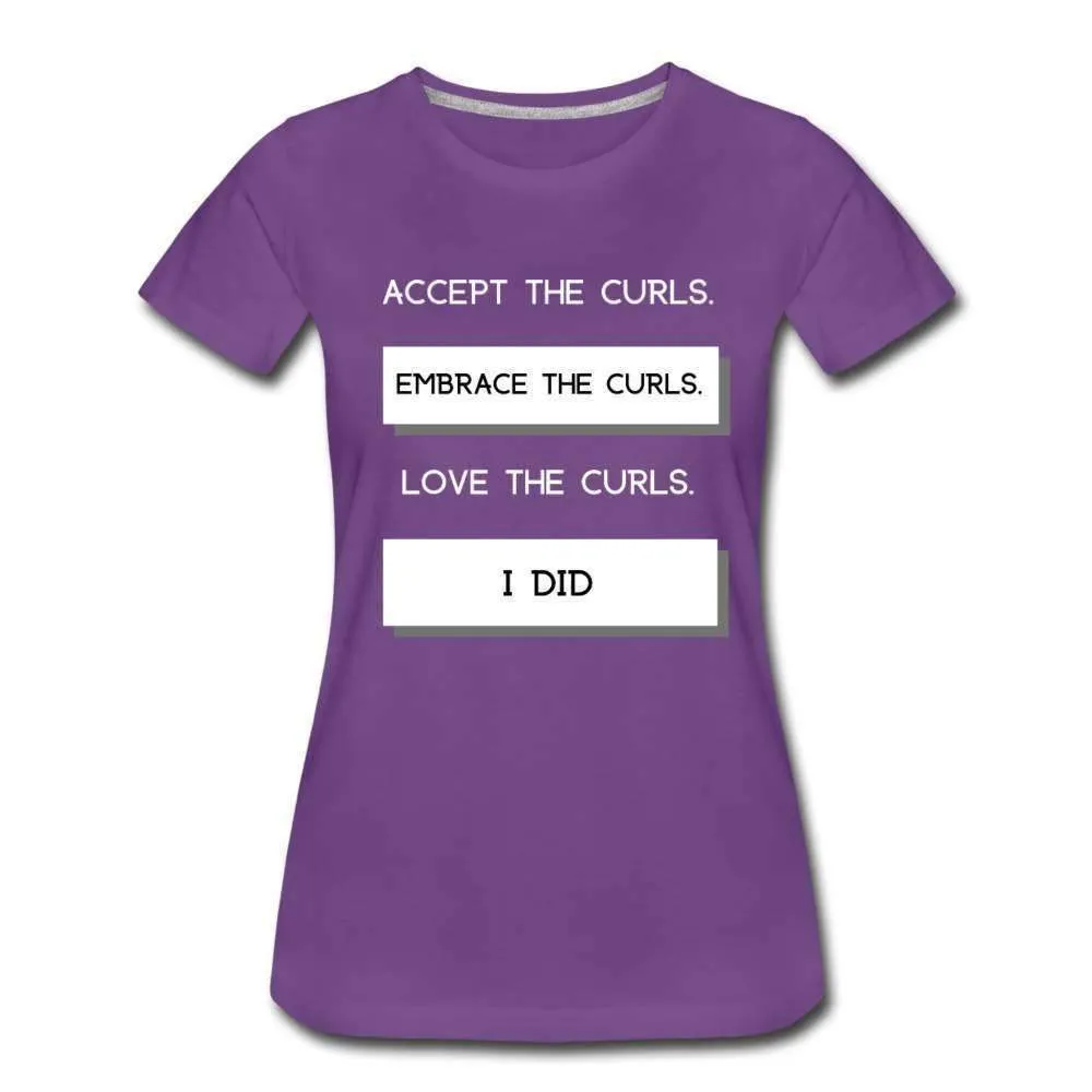 Accept The Curls Youth/Women T-Shirt (White Print)