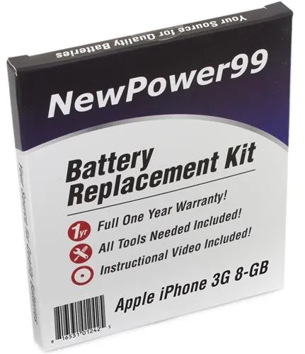 Apple iPhone 3G - 8GB Battery Replacement Kit with Tools, Video Instructions and Extended Life Battery