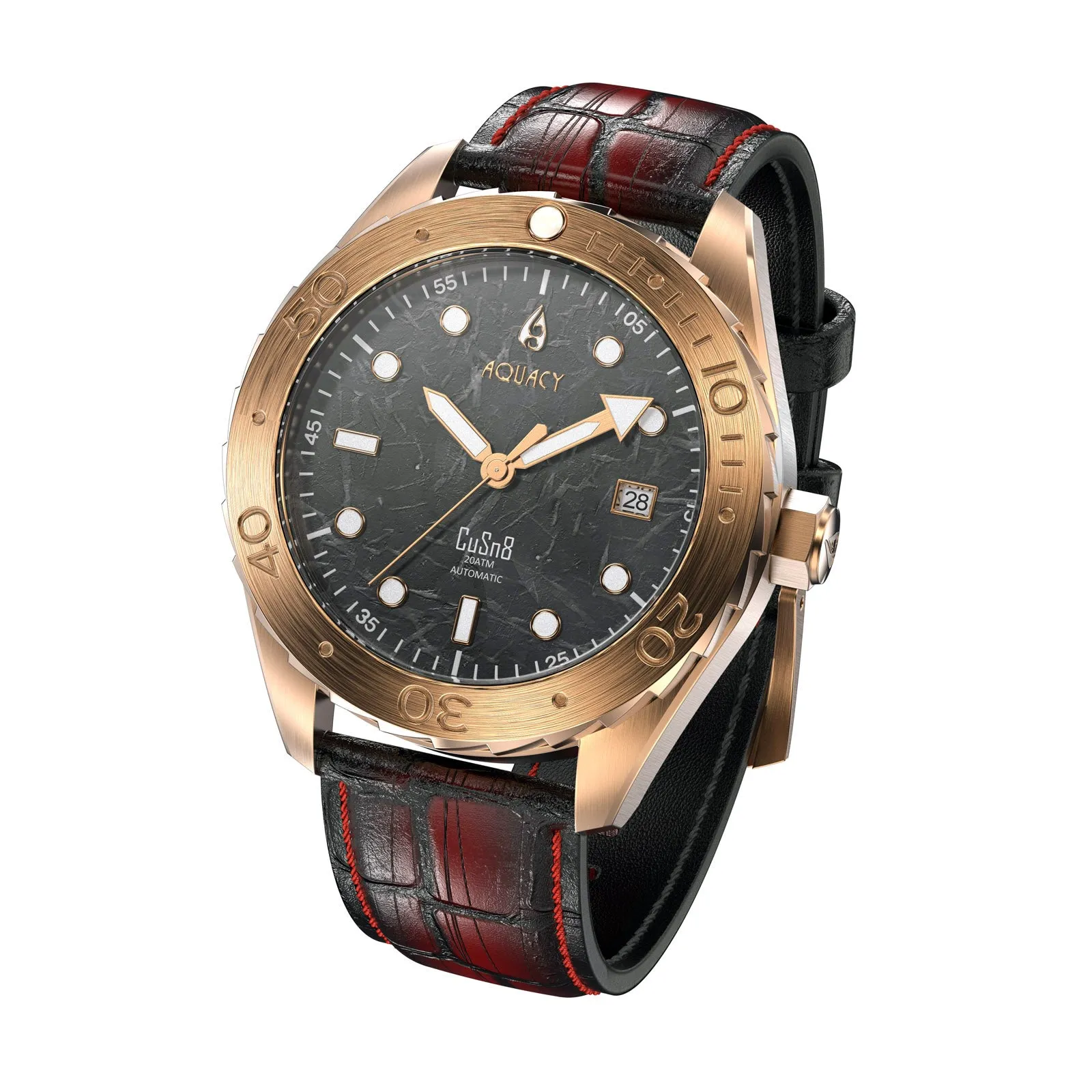 Aquacy Bronze CuSn8 Men's Marble Automatic Watch with Leather  200M