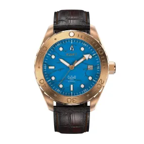 Aquacy Bronze CuSn8 Turquoise Men's  Watch Automatic with Leather  200M