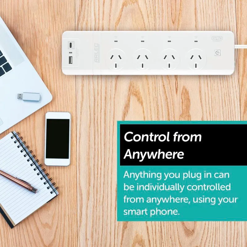 Arlec Grid Connect Smart 4 Outlet Powerboard With USB Charger