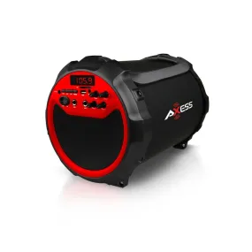 Axess Red Portable Indoor/ Outdoor Bluetooth Cylinder 2.1 Speaker with 6-inch Subwoofer and 3-inch Horn