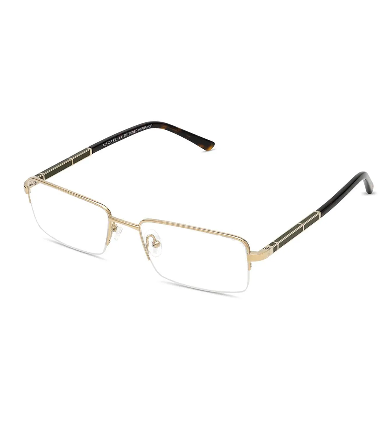 Azzaro Men's Gold Rectangular Optical Frame