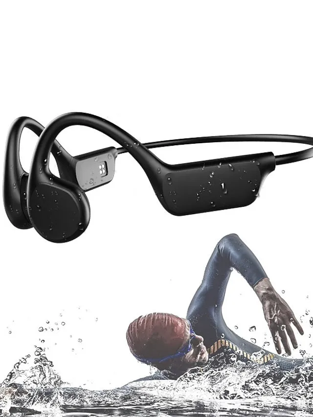 Bone Conduction Earphones Bluetooth Wireless IPX8 Waterproof MP3 Player Hifi Ear-hook Headphone With Mic & 32GB Memory Headset For Swimming