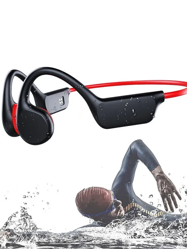 Bone Conduction Earphones Bluetooth Wireless IPX8 Waterproof MP3 Player Hifi Ear-hook Headphone With Mic & 32GB Memory Headset For Swimming