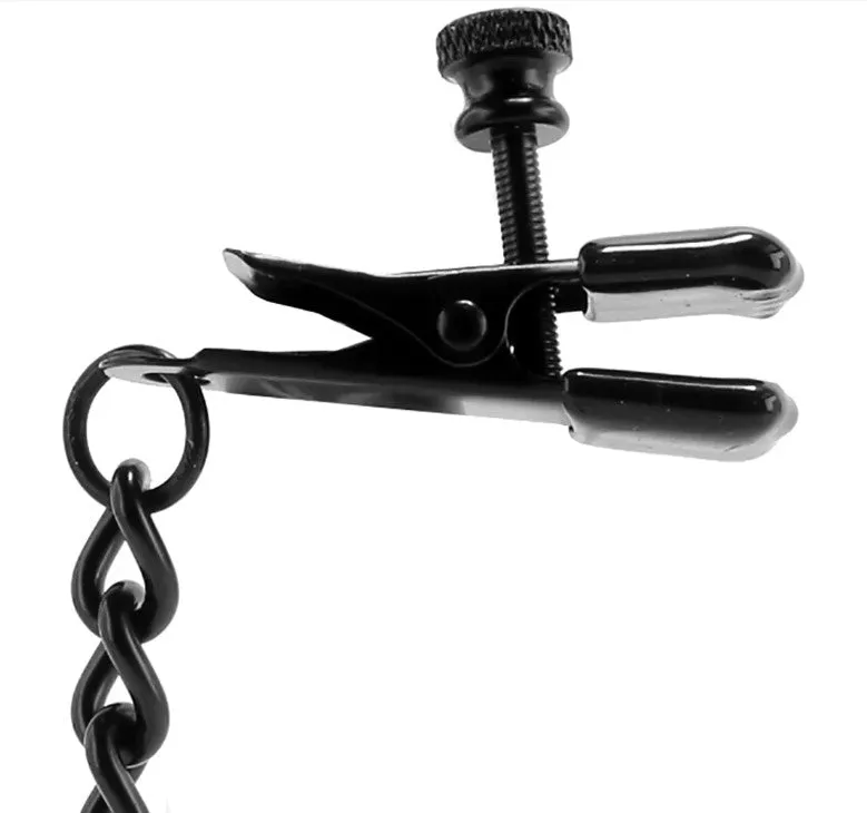 Broad Tip Clamp with Black Link Chain