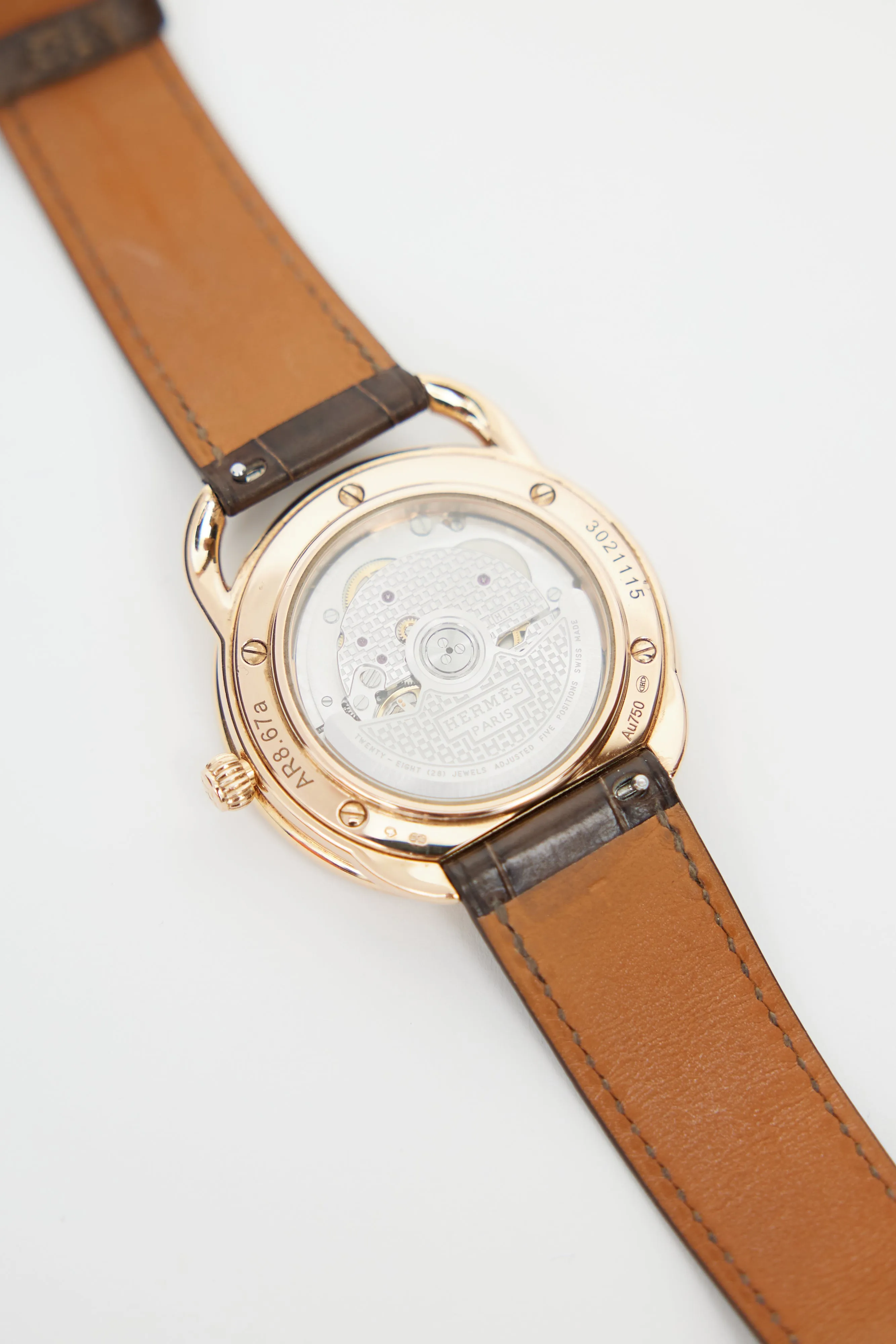 Brown Textured Leather & Gold Arceau 40mm Watch