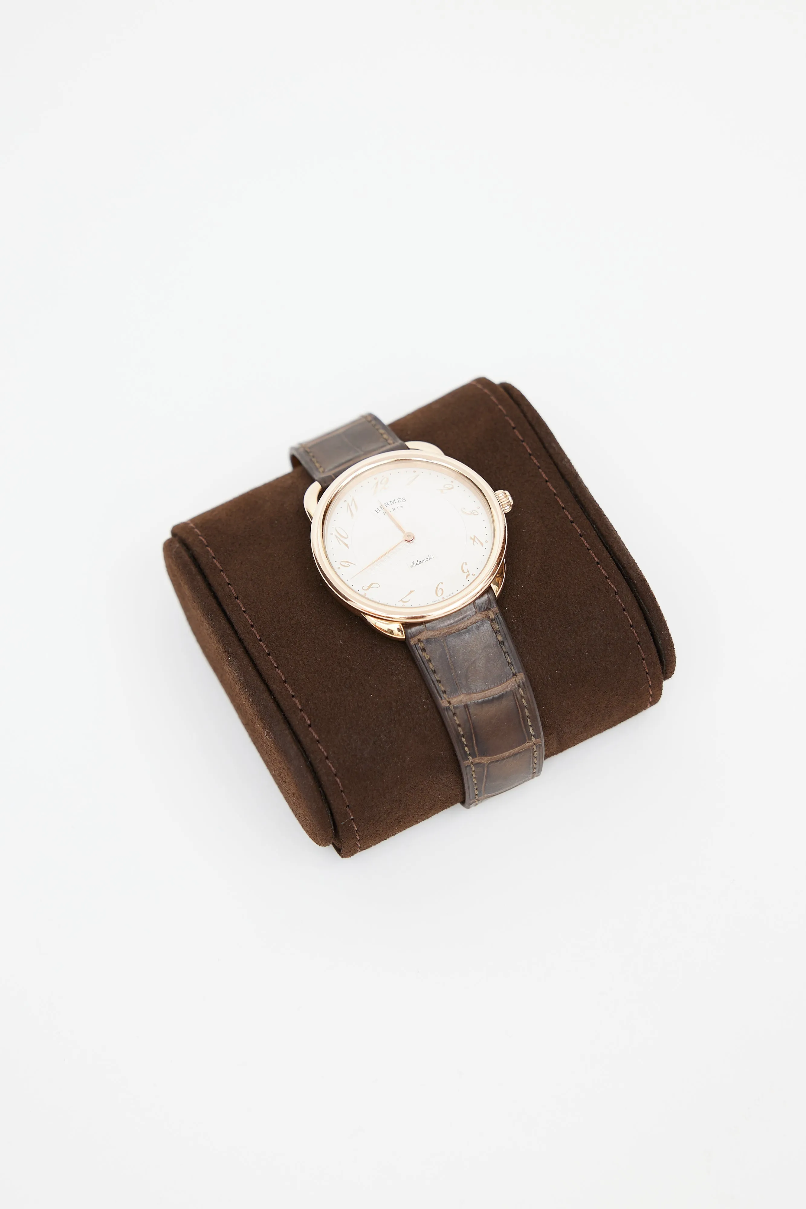 Brown Textured Leather & Gold Arceau 40mm Watch