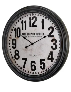 Bulova Empire Hotel Oversized Wall Clock - Antique Finished Case - Cream Dial