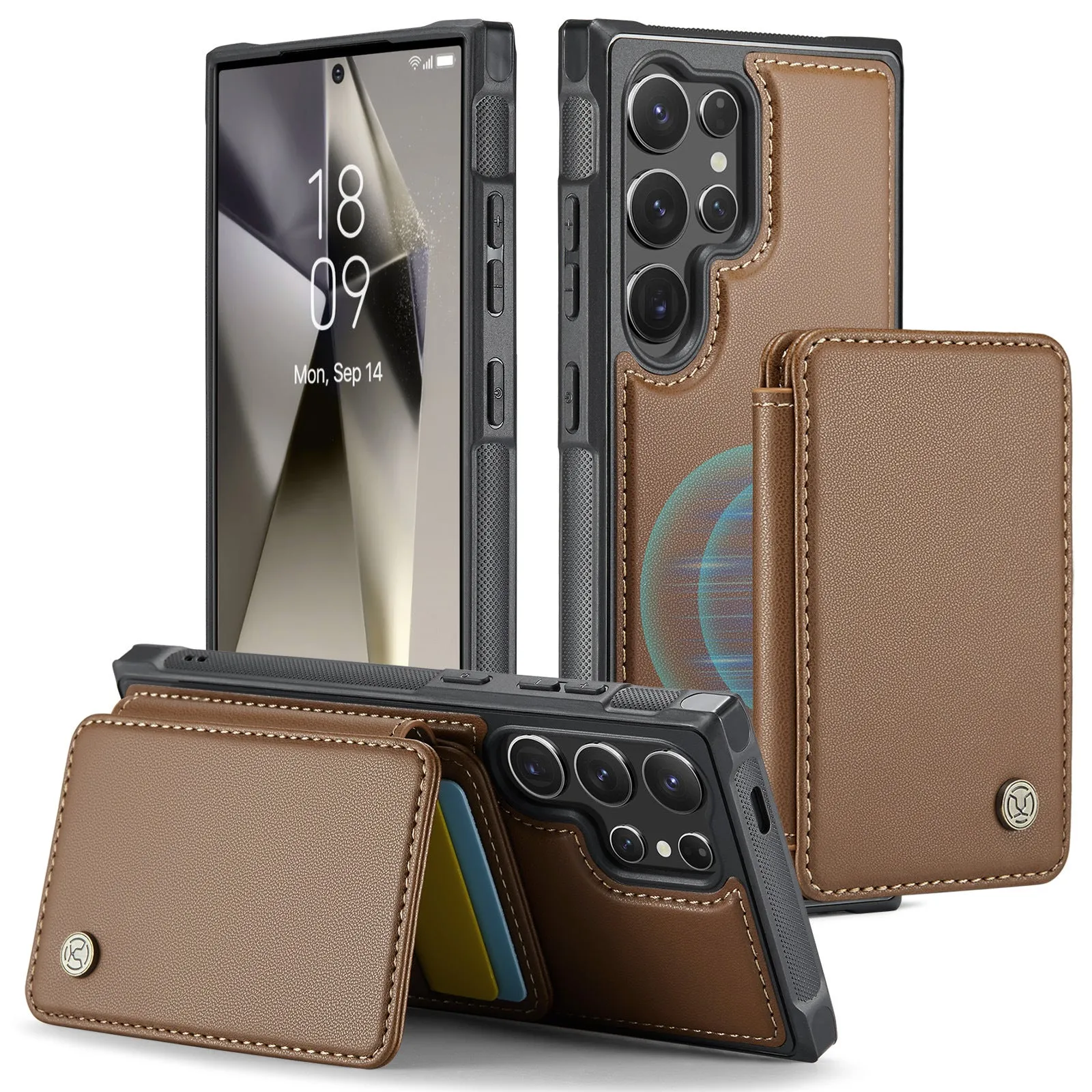 Business Style Detachable Wallet Holster Case With Magnetic Card Solt For Samsung Galaxy S24