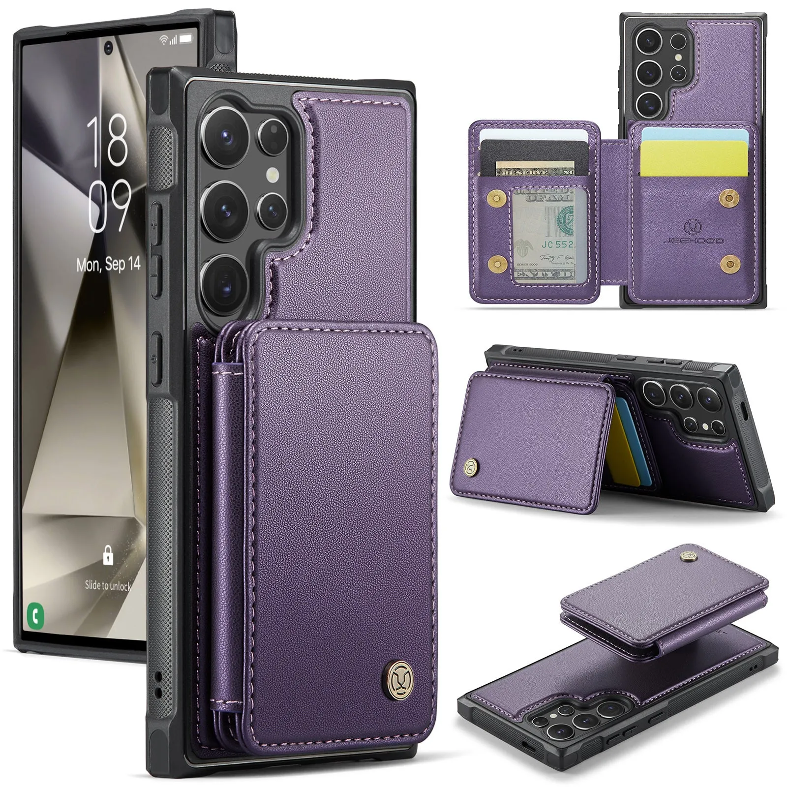 Business Style Detachable Wallet Holster Case With Magnetic Card Solt For Samsung Galaxy S24