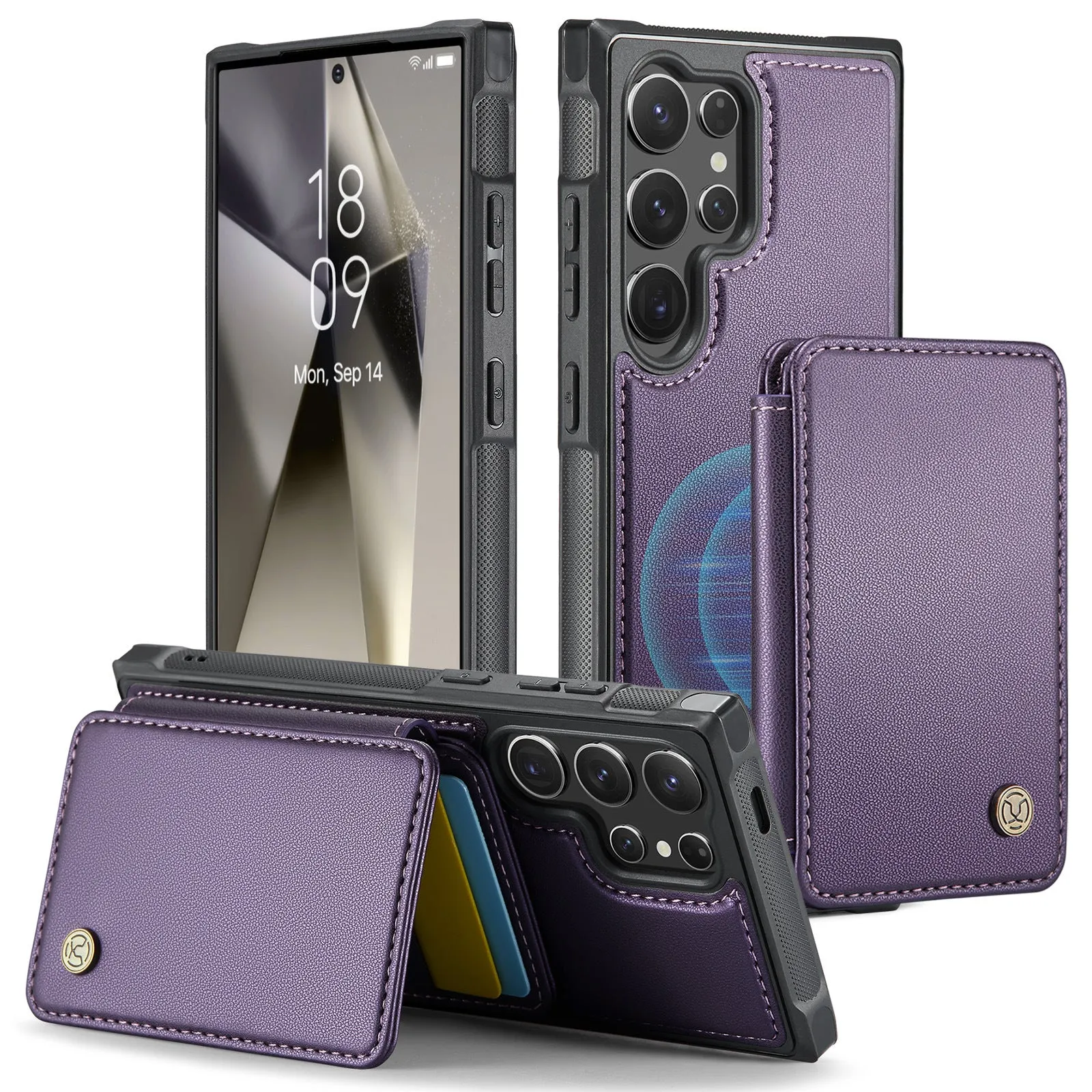 Business Style Detachable Wallet Holster Case With Magnetic Card Solt For Samsung Galaxy S24