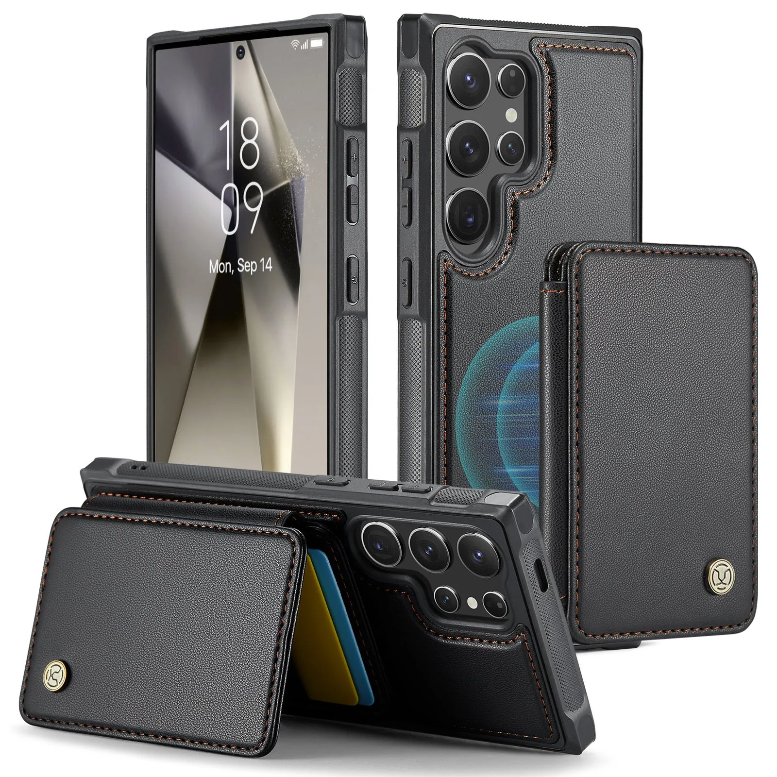 Business Style Detachable Wallet Holster Case With Magnetic Card Solt For Samsung Galaxy S24