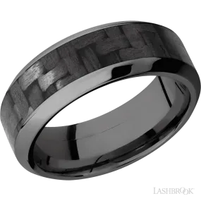 Carbon Fiber Wedding Band Black Zirconium 8mm Wide