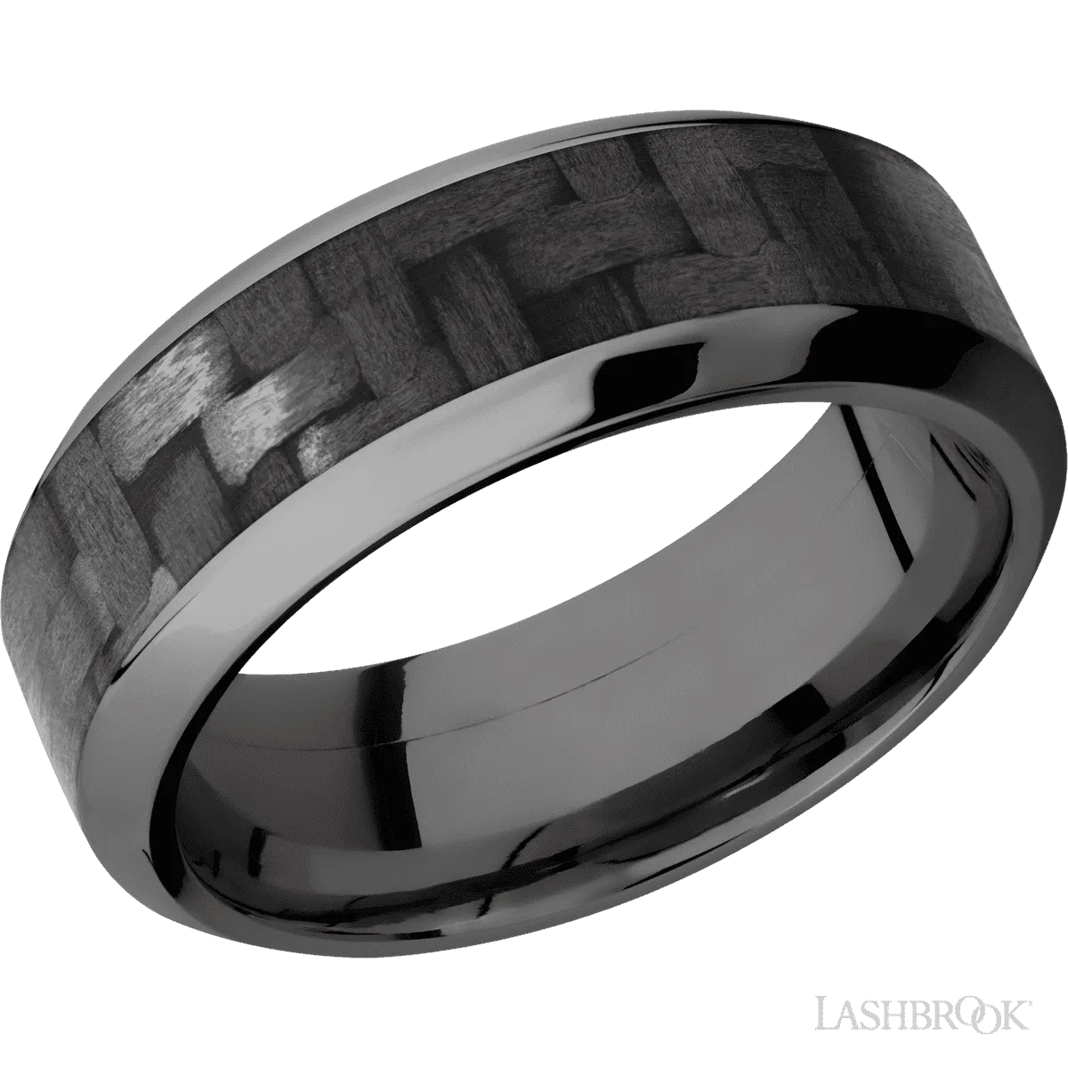 Carbon Fiber Wedding Band Black Zirconium 8mm Wide