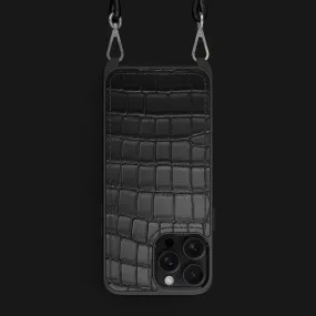 Crossbody Sport Case Edition Black For iPhone 16 Pro Max In Alligator