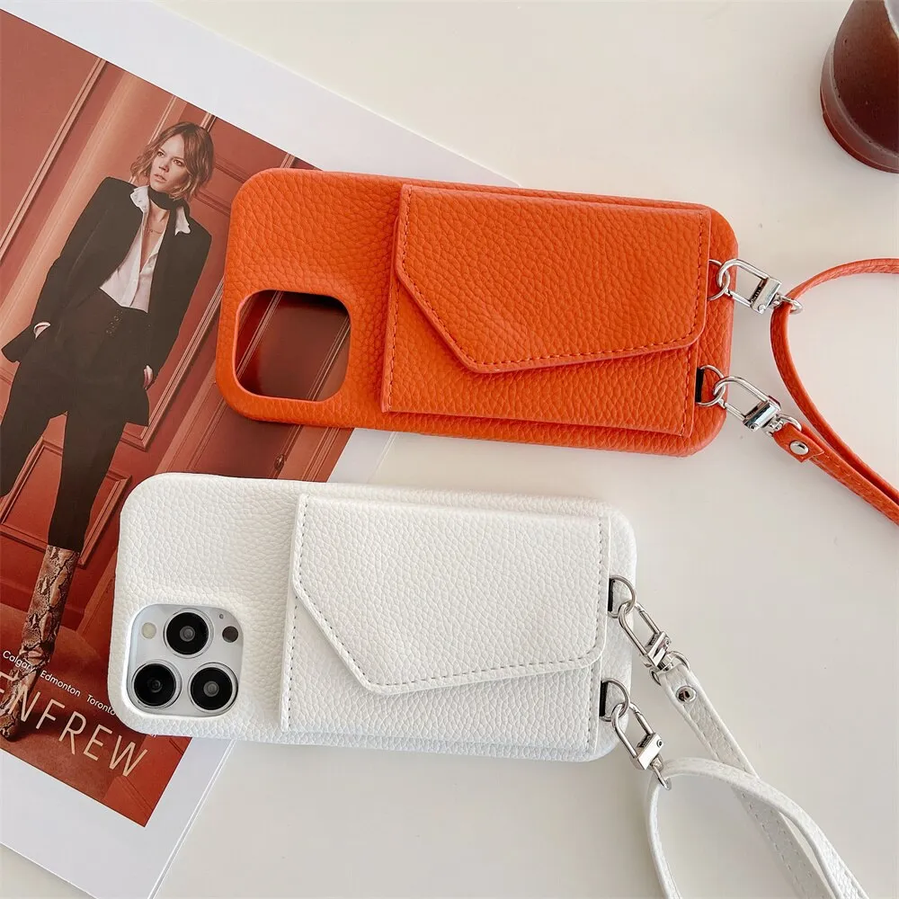 Crossbody Wallet Leather Phone Case With Card Holder For iPhone