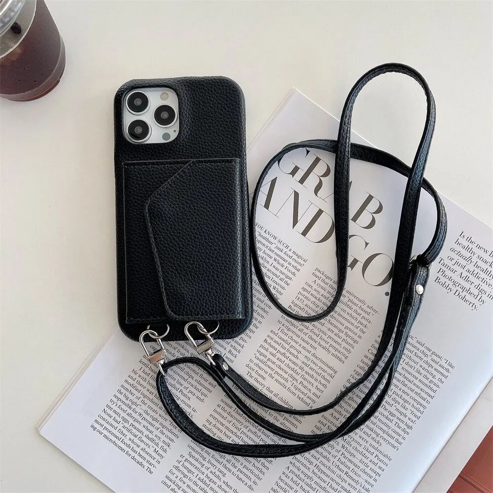 Crossbody Wallet Leather Phone Case With Card Holder For iPhone