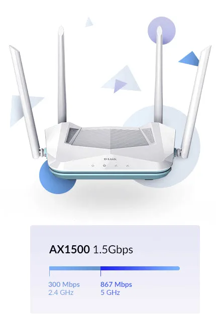 D-LINK R15 EAGLE PRO AI AX1500 Smart Tabletop Router