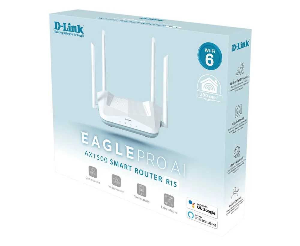 D-LINK R15 EAGLE PRO AI AX1500 Smart Tabletop Router