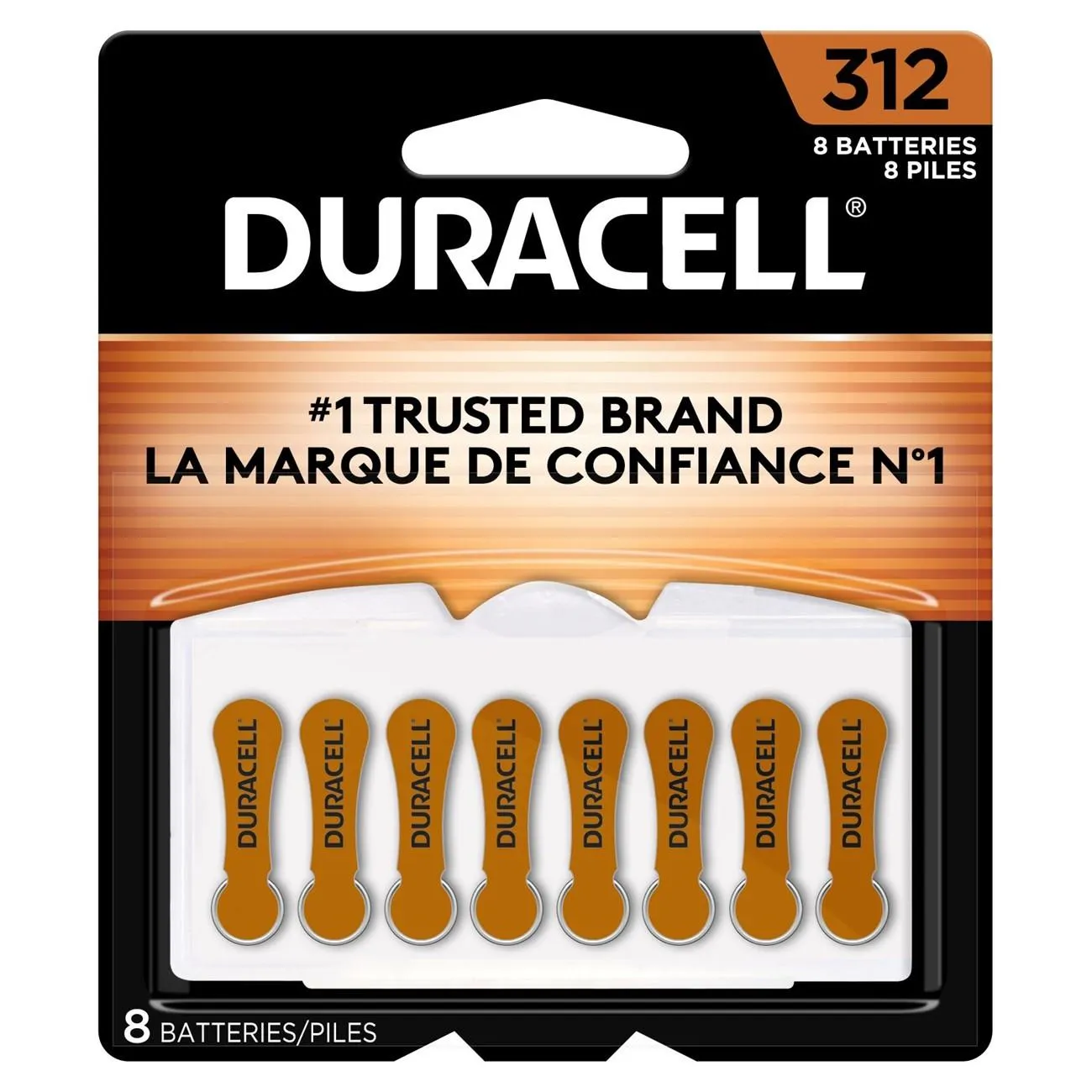 DA312B8ZM09 Duracell, Hearing Aid Battery, Zinc Air, 8PK