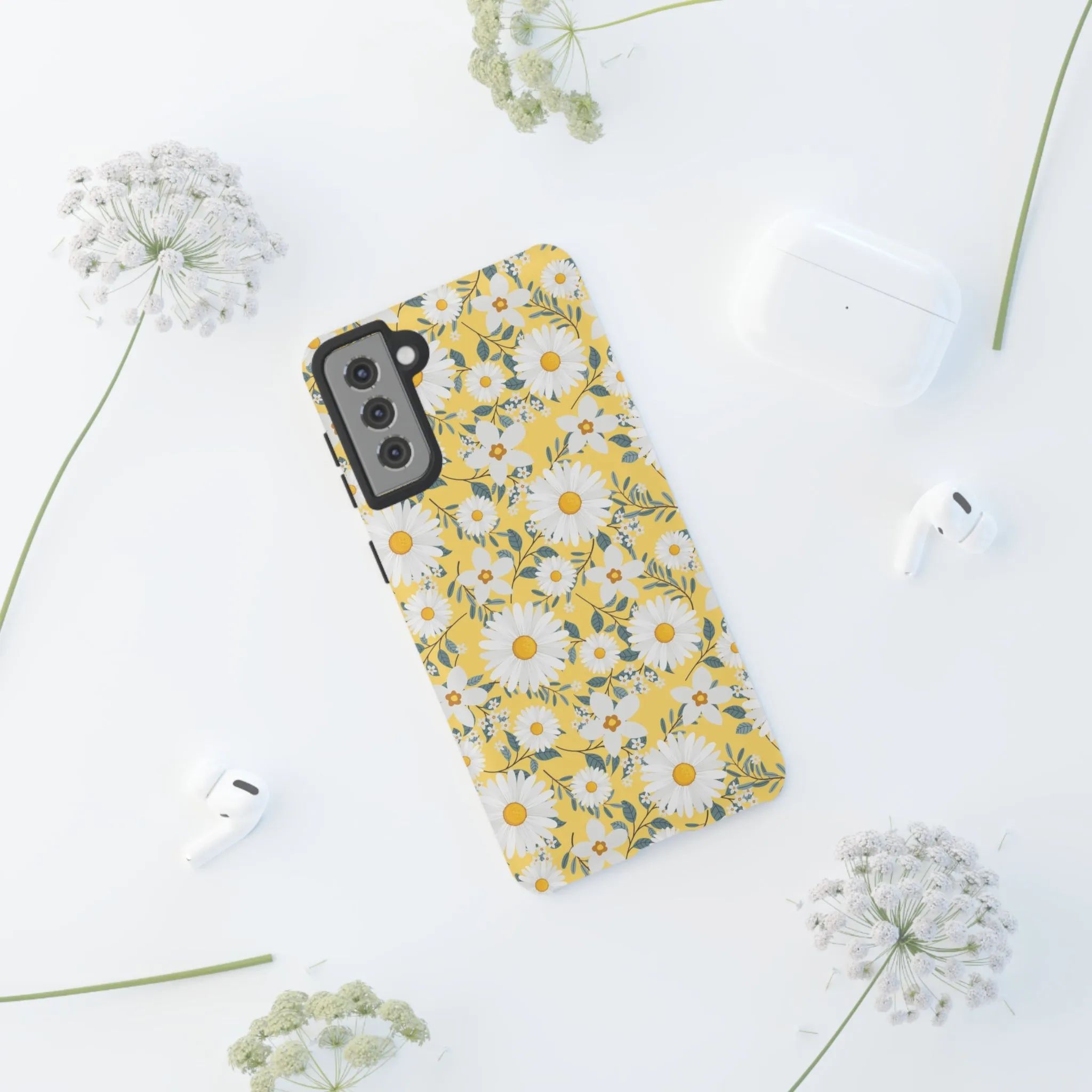 Daisy Iphone 14 13 12 Pro Case, Yellow Flowers Floral Cute Aesthetic Tough Cases 11 8 Plus X XR XS Max Pixel Galaxy S23 s22 Phone