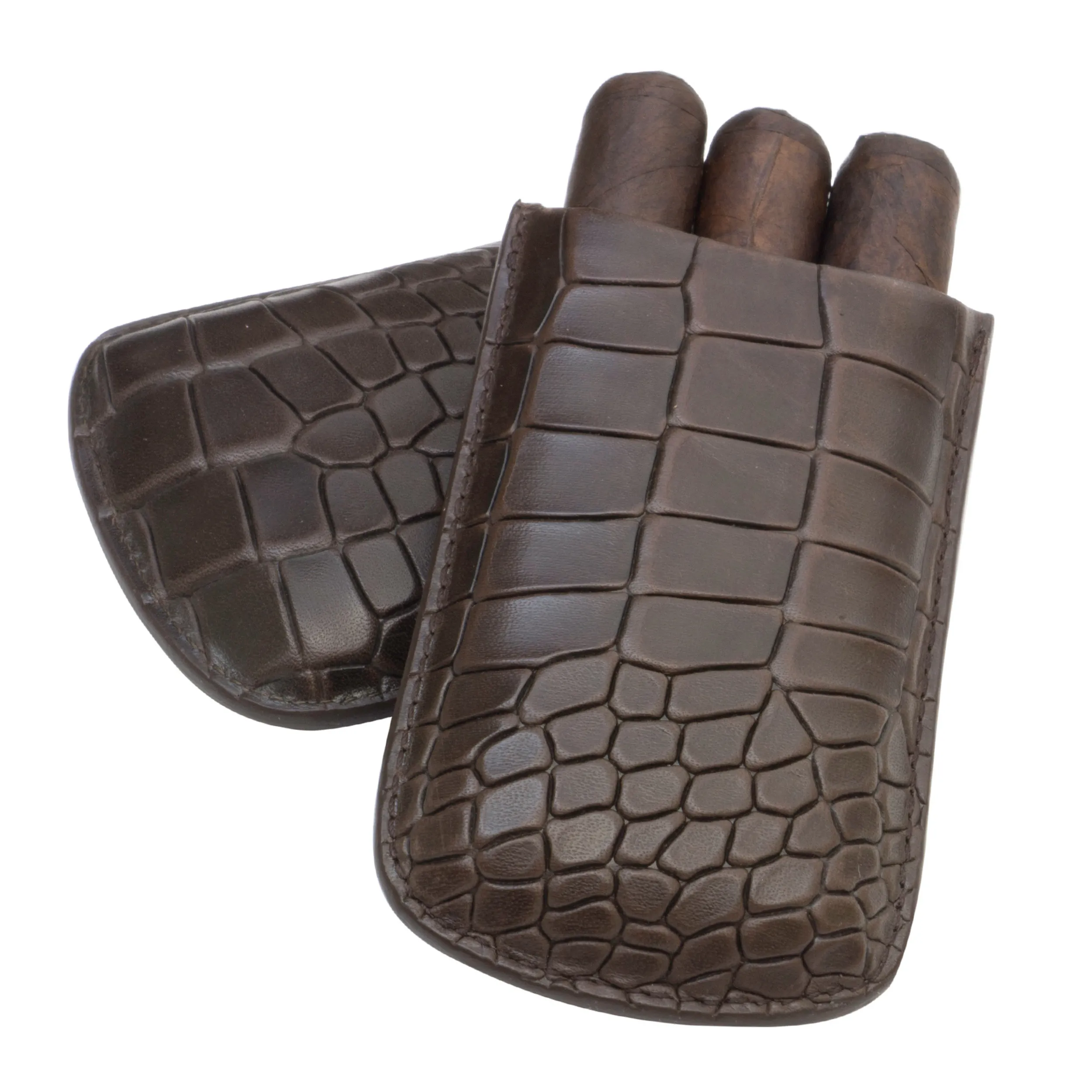 Deep Crocodile Embossed Robusto Cigar Case | TF200