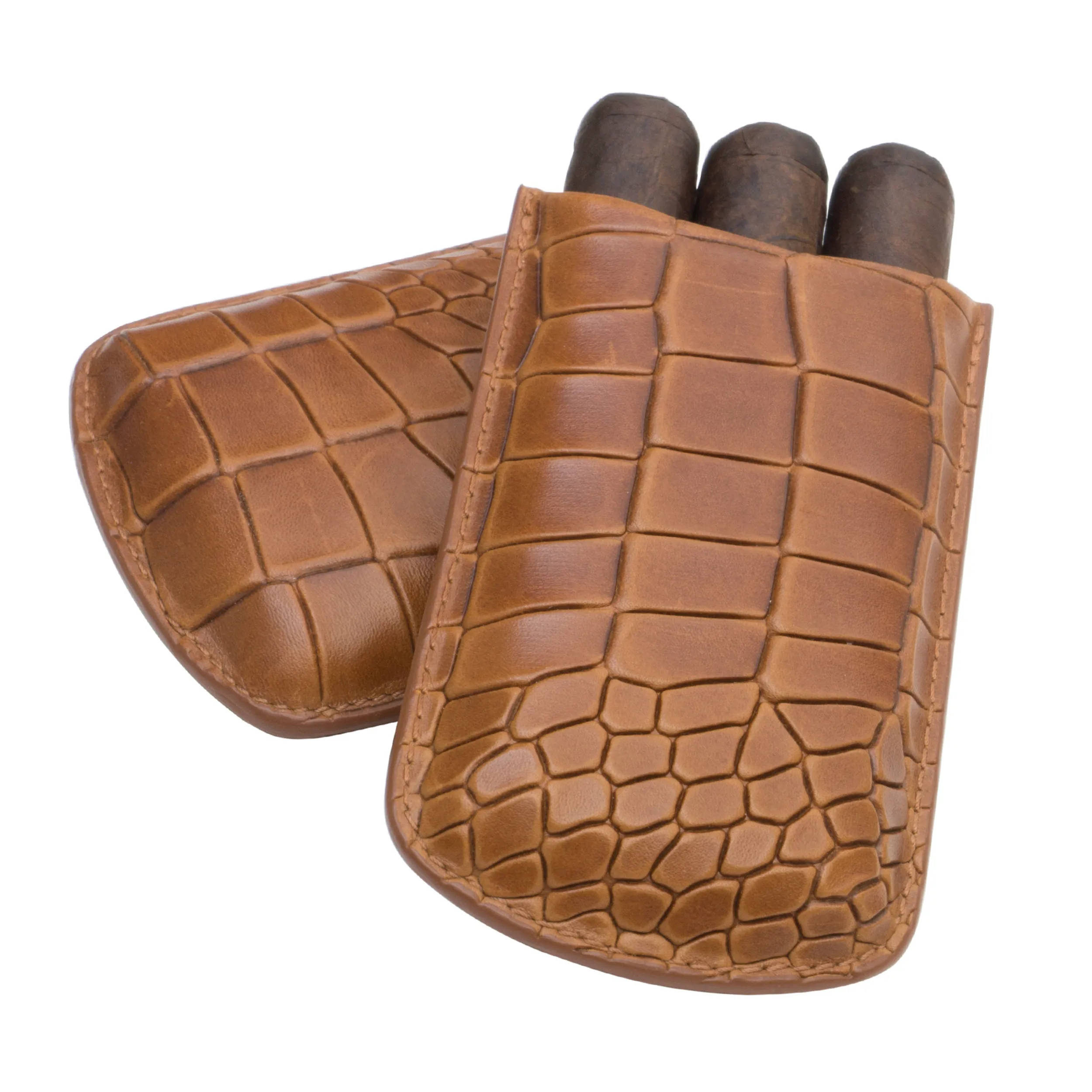 Deep Crocodile Embossed Robusto Cigar Case | TF200