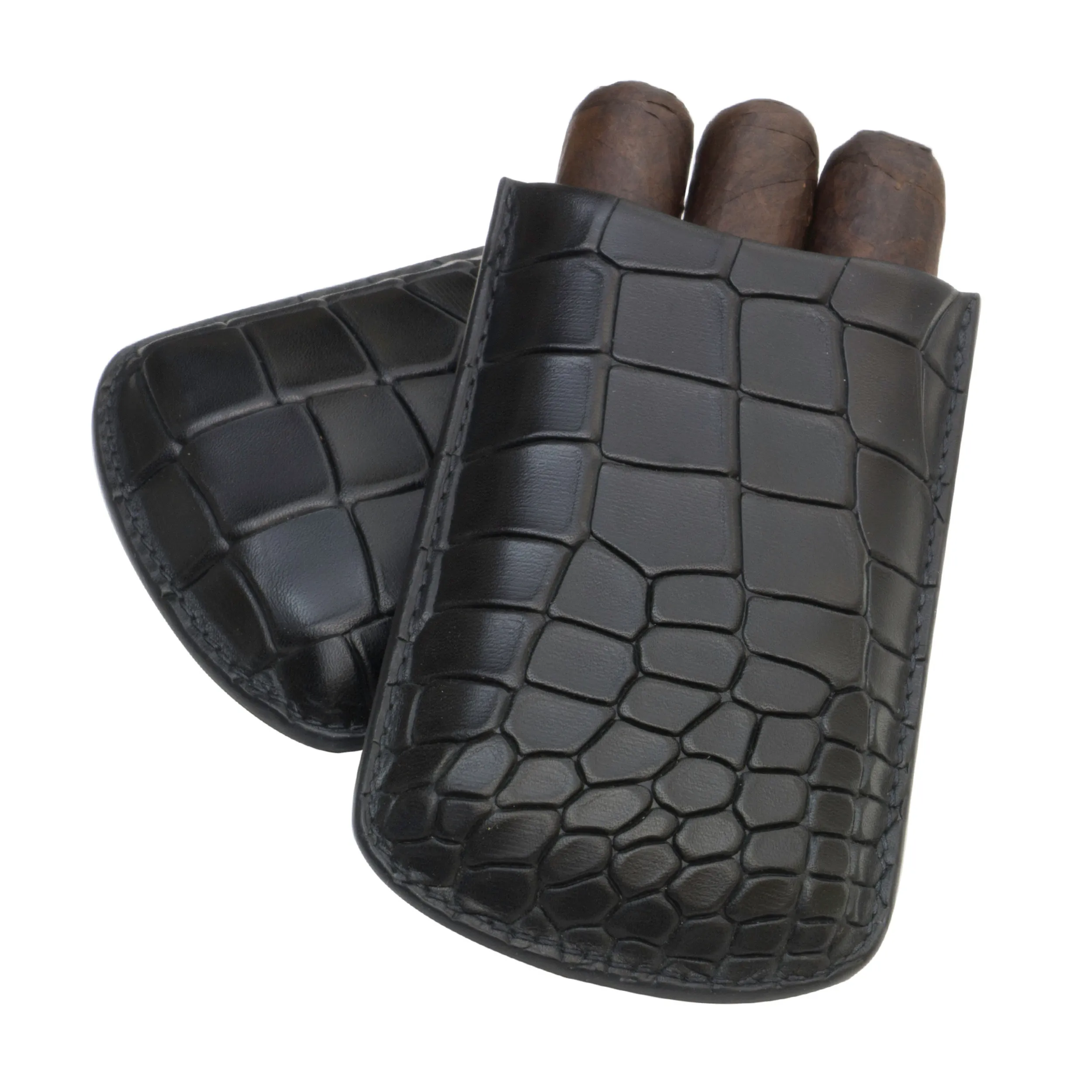 Deep Crocodile Embossed Robusto Cigar Case | TF200