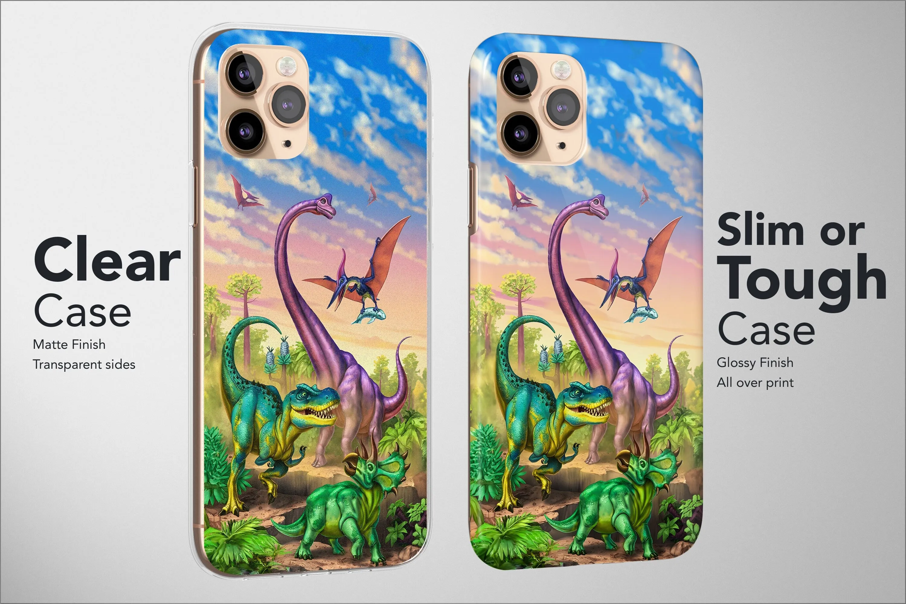 Dinosaur Phone Case Dino T-Rex Animal Landscape Art Cartoon Cover