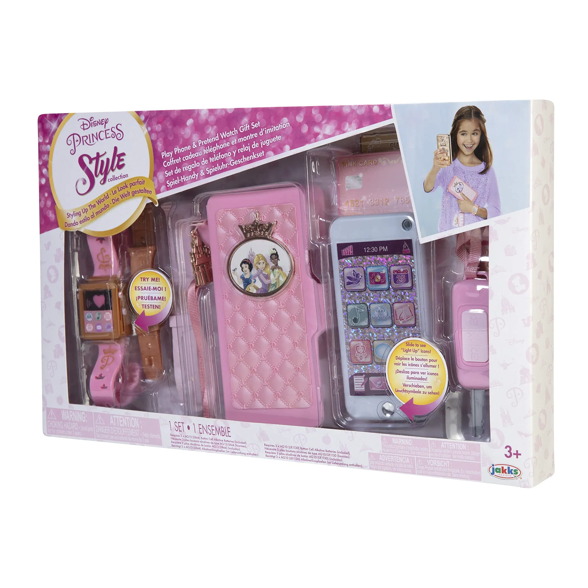 Disney Princess Style Collection Role Play Set with Toy Smartphone and Watch for Girls