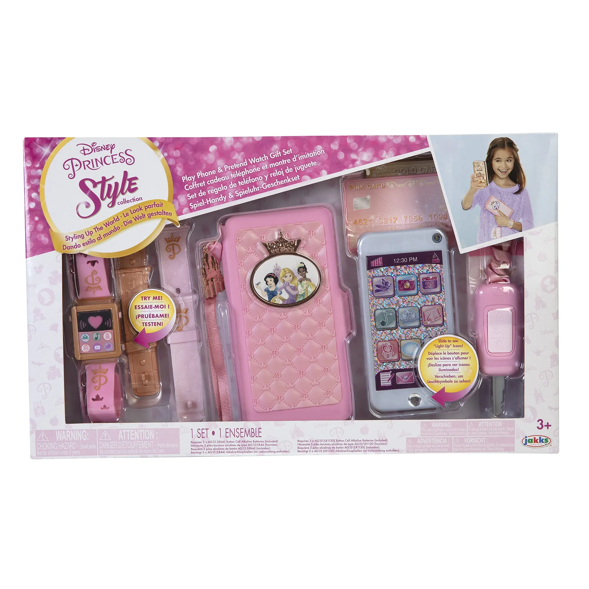 Disney Princess Style Collection Role Play Set with Toy Smartphone and Watch for Girls