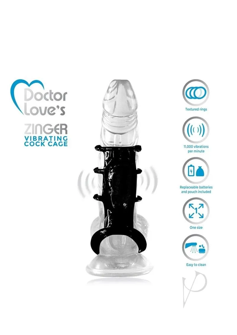 Doctor Loves Zinger Vibrating Cage Black