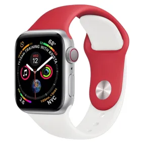 Double Colors Silicone Watch Band for Apple Watch Series 3 & 2 & 1 38mm (White Red)